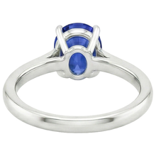 Afbeelding in Gallery-weergave laden, Ovale Solitaire Ceylon Sapphire Trouwring 3 Karaat Goud