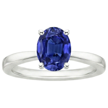 Afbeelding in Gallery-weergave laden, Ovale Solitaire Ceylon Sapphire Trouwring 3 Karaat Goud