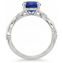 Afbeelding in Gallery-weergave laden, Ovale Solitaire blauwe saffier met accenten Ring Twist Style 3,50 karaat