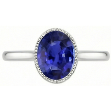 Afbeelding in Gallery-weergave laden, Ovale Solitaire blauwe saffier ring bezel set 2,50 karaat sieraden