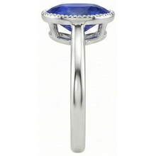 Afbeelding in Gallery-weergave laden, Ovale Solitaire blauwe saffier ring bezel set 2,50 karaat sieraden