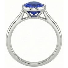 Afbeelding in Gallery-weergave laden, Ovale Solitaire blauwe saffier ring bezel set 2,50 karaat sieraden