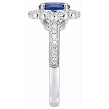 Afbeelding in Gallery-weergave laden, Ovale Sri Lankaanse saffierring Ronde Natuurlijke echte diamanten ( niet in een laboratorium gekweekt ) gouden sieraden 2 karaat