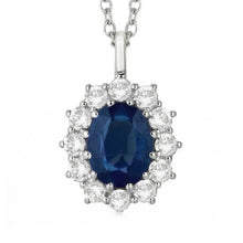 Afbeelding in Gallery-weergave laden, Ovale blauwe saffier met Natuurlijke echte diamanten ( niet in een laboratorium gekweekt ) hanger ketting 2,70 ct witgoud