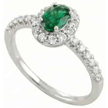 Afbeelding in Gallery-weergave laden, Ovale groene smaragd Natuurlijke echte diamant ( niet in het laboratorium gekweekt ) 3,85 karaat trouwring wit goud 14K