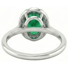 Afbeelding in Gallery-weergave laden, Ovale groene smaragd met ronde Natuurlijke echte diamant ( niet in het laboratorium gekweekt ) 4,50 karaat jubileumring