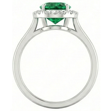 Afbeelding in Gallery-weergave laden, Ovale groene smaragd met ronde Natuurlijke echte diamant ( niet in het laboratorium gekweekt ) 4,50 karaat jubileumring