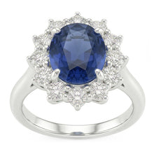 Afbeelding in Gallery-weergave laden, Ovale saffier en Natuurlijke echte diamanten ( niet in een laboratorium gekweekt ) fancy ring 1.55 karaat witgoud 14K
