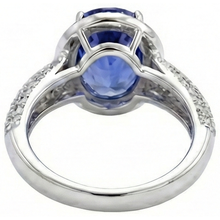Afbeelding in Gallery-weergave laden, Ovale tanzaniet & Natuurlijke echte diamanten ( niet in een laboratorium gekweekt ) 7 karaats ring effen wit goud 14K