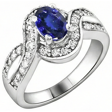 Afbeelding in Gallery-weergave laden, echte round tanzaniet 2.50karaat ring close-up detail