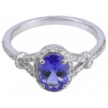 Afbeelding in Gallery-weergave laden, echte round tanzaniet 3.60karaat ring close-up detail