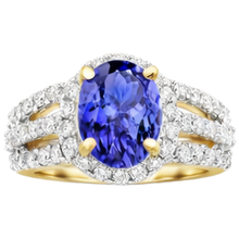 Afbeelding in Gallery-weergave laden, echte round tanzaniet 3.50karaat ring close-up detail