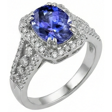 Afbeelding in Gallery-weergave laden, echte round tanzaniet 5.70karaat ring close-up detail