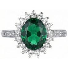 Afbeelding in Gallery-weergave laden, Ovale vorm groene smaragd en Natuurlijke echte diamanten ( niet in een laboratorium gekweekt ) ring wit goud 14K 5,75 Ct