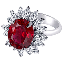Afbeelding in Gallery-weergave laden, Ovaal Geslepen 13.80 Karaat Robijn IGI GECERTIFICEERDE Diamanten Witgoud 14K Ring