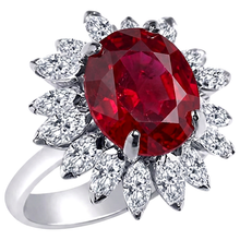 Afbeelding in Gallery-weergave laden, Ovaal Geslepen 13.80 Karaat Robijn IGI GECERTIFICEERDE Diamanten Witgoud 14K Ring