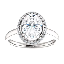 Afbeelding in Gallery-weergave laden, Ovale Echt Diamanten Ring 2,50 Karaat Halo Wit Goud 14K