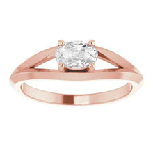 Afbeelding in Gallery-weergave laden, Ovale Oude Mijn Geslepen Echt Diamanten Solitaire Ring Gespleten Schacht 3 Karaat