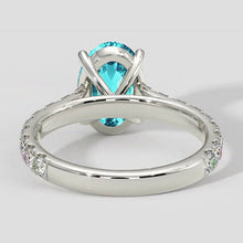 Afbeelding in Gallery-weergave laden, Ovale Paraiba-ring met diamanten band