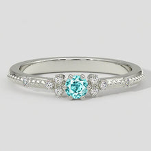 Afbeelding in Gallery-weergave laden, Paraiba Toermalijn en Diamant Milgrain Band