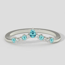 Afbeelding in Gallery-weergave laden, Paraiba Toermalijn & Diamant Wishbone Ring