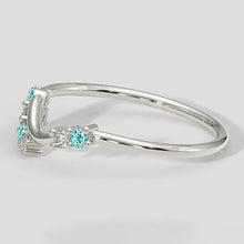 Afbeelding in Gallery-weergave laden, Paraiba en diamanten ring in chevronstijl