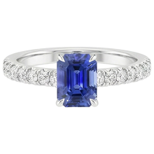 Afbeelding in Gallery-weergave laden, echte round saffier 4.25karaat ring profielweergave