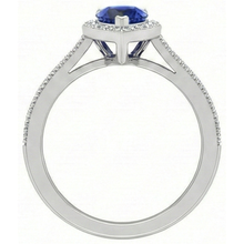 Afbeelding in Gallery-weergave laden, Druppelvormig Royal Blue Saffier ring in 14 Karaat Witgoud – profielaanzicht