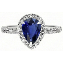 Afbeelding in Gallery-weergave laden, Peervormig Blauwe Saffier ring in 14K Witgoud – vooraanzicht