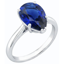 Afbeelding in Gallery-weergave laden, echte pear saffier 2karaat ring close-up detail