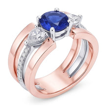 Afbeelding in Gallery-weergave laden, Peer Diamant Ronde Edelsteen Saffier Fancy Ring 3 Karaat