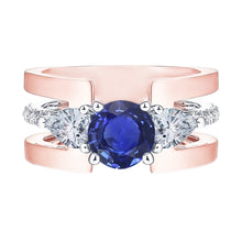 Afbeelding in Gallery-weergave laden, Peer Diamant Ronde Edelsteen Saffier Fancy Ring 3 Karaat