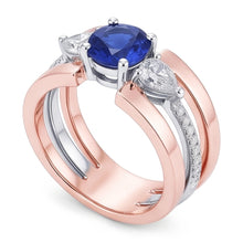 Afbeelding in Gallery-weergave laden, Peer Diamant Ronde Edelsteen Saffier Fancy Ring 3 Karaat