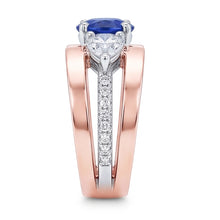 Afbeelding in Gallery-weergave laden, Peer Diamant Ronde Edelsteen Saffier Fancy Ring 3 Karaat