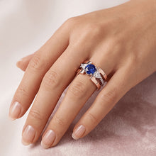 Afbeelding in Gallery-weergave laden, Peer Diamant Ronde Edelsteen Saffier Fancy Ring 3 Karaat