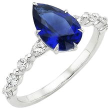 Afbeelding in Gallery-weergave laden, Peer Diamanten Jubileumring Met Blauwe Saffier Midden Goud 5 Karaat