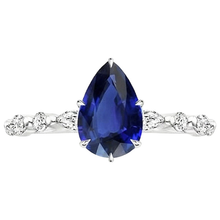 Afbeelding in Gallery-weergave laden, Peer Diamanten Jubileumring Met Blauwe Saffier Midden Goud 5 Karaat