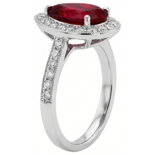 Afbeelding in Gallery-weergave laden, Peer Geslepen Robijn & Ronde Diamant 3 Karaat Trouwring Goud Wit 14K