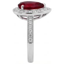 Afbeelding in Gallery-weergave laden, Peer Geslepen Robijn & Ronde Diamant 3 Karaat Trouwring Goud Wit 14K
