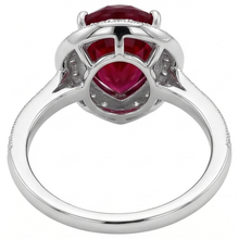 Afbeelding in Gallery-weergave laden, Peer Geslepen Robijn & Ronde Diamant 3 Karaat Trouwring Goud Wit 14K