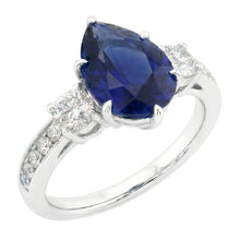Afbeelding in Gallery-weergave laden, Peer Saffier Edelsteen Ring Met Accenten Ronde Diamanten 3,50 Karaat