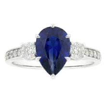 Afbeelding in Gallery-weergave laden, Peer Saffier Edelsteen Ring Met Accenten Ronde Diamanten 3,50 Karaat