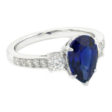 Afbeelding in Gallery-weergave laden, Peer Saffier Edelsteen Ring Met Accenten Ronde Diamanten 3,50 Karaat