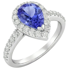 Afbeelding in Gallery-weergave laden, echte round tanzaniet 3.95karaat ring close-up detail
