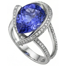 Afbeelding in Gallery-weergave laden, Peer Tanzanite Natuurlijke echte diamanten ( niet in een laboratorium gekweekt ) ring 5 karaat edelsteen wit goud 14K sieraden
