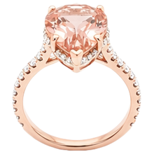 Afbeelding in Gallery-weergave laden, Peer geslepen Morganite en Natuurlijke echte diamanten ( niet in een laboratorium gekweekt ) 9,25 ct trouwring rosé goud 14K