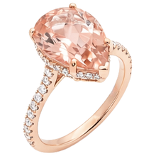 Afbeelding in Gallery-weergave laden, Peer geslepen Morganite en Natuurlijke echte diamanten ( niet in een laboratorium gekweekt ) 9,25 ct trouwring rosé goud 14K