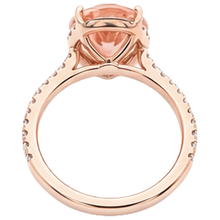 Afbeelding in Gallery-weergave laden, Peer geslepen Morganite en Natuurlijke echte diamanten ( niet in een laboratorium gekweekt ) 9,25 ct trouwring rosé goud 14K