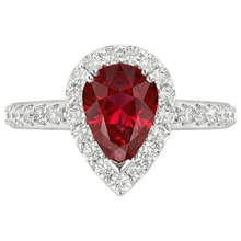Afbeelding in Gallery-weergave laden, Peer geslepen robijn met Natuurlijke echte diamanten ( niet in een laboratorium gekweekt ) ring wit goud 14K sieraden 2,5 ct.