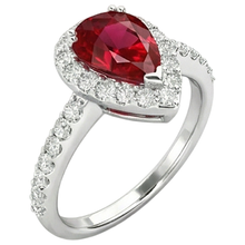 Afbeelding in Gallery-weergave laden, Peer geslepen robijn met Natuurlijke echte diamanten ( niet in een laboratorium gekweekt ) ring wit goud 14K sieraden 2,5 ct.